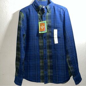 Blue and Green Plaid Men's Shirt Houston white size S